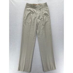 Riviera Sport Dress Pants Mens 32 Beige Microfiber Straight Pleated Unhemmed